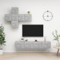 vidaXL Set de muebles de salón 7 pzas madera ingeniería gris hormigón