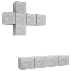 vidaXL Set de muebles de salón 7 pzas madera ingeniería gris hormigón