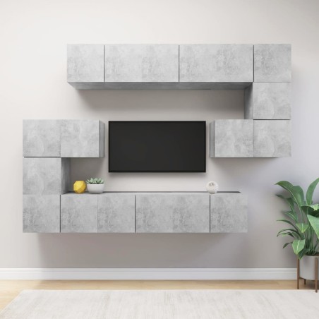 vidaXL Set de muebles de salón 10 pzas madera ingeniería gris hormigón