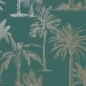 DUTCH WALLCOVERINGS Papel pintado árbol tropical verde azulado y plata