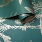 DUTCH WALLCOVERINGS Papel pintado árbol tropical verde azulado y plata