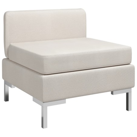 vidaXL Sofá central seccional con cojín tela color crema