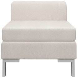 vidaXL Sofá central seccional con cojín tela color crema