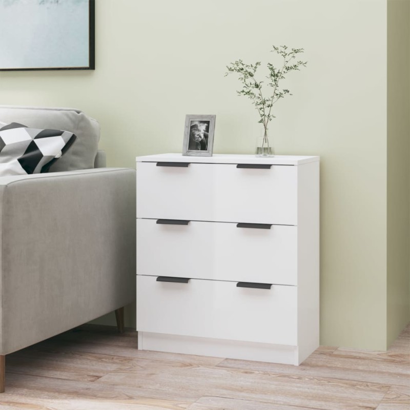 vidaXL Aparador de madera contrachapada blanco brillante 60x30x70 cm vidaXL Aparador de madera contrachapada blanco brillante 60x30x70 cm