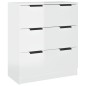 vidaXL Aparador de madera contrachapada blanco brillante 60x30x70 cm vidaXL Aparador de madera contrachapada blanco brillante 60x30x70 cm