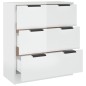 vidaXL Aparador de madera contrachapada blanco brillante 60x30x70 cm vidaXL Aparador de madera contrachapada blanco brillante 60x30x70 cm