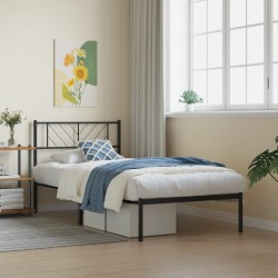 vidaXL Estructura de cama con cabecero metal negro 107x203 cm