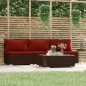 vidaXL Set muebles de jardín 4 piezas y cojines ratán sintético marrón vidaXL Set muebles de jardín 4 piezas y cojines ratán sintético marrón