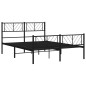 vidaXL Estructura de cama cabecero y pie de cama metal negro 135x190cm