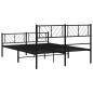 vidaXL Estructura de cama cabecero y pie de cama metal negro 135x190cm