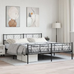 vidaXL Estructura de cama cabecero y pie de cama metal negro 200x200cm
