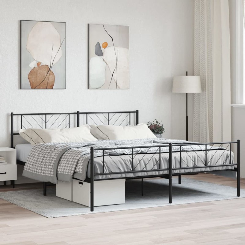 vidaXL Estructura de cama cabecero y pie de cama metal negro 200x200cm vidaXL Estructura de cama cabecero y pie de cama metal negro 200x200cm
