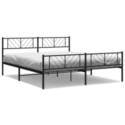 vidaXL Estructura de cama cabecero y pie de cama metal negro 200x200cm