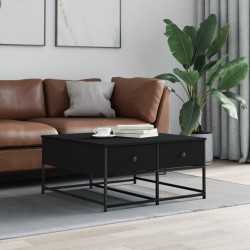 vidaXL Mesa de centro madera de ingeniería negro 80x80x40 cm