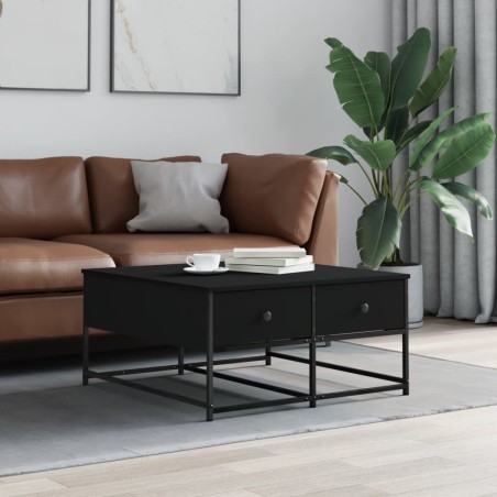 vidaXL Mesa de centro madera de ingeniería negro 80x80x40 cm