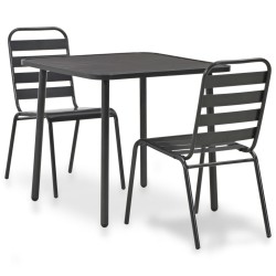 vidaXL Mesa y sillas bistró de jardín 3 piezas acero gris oscuro