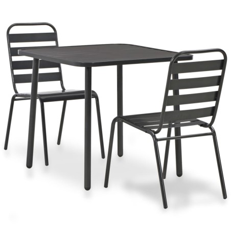 vidaXL Mesa y sillas bistró de jardín 3 piezas acero gris oscuro