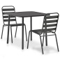 vidaXL Mesa y sillas bistró de jardín 3 piezas acero gris oscuro vidaXL Mesa y sillas bistró de jardín 3 piezas acero gris oscuro