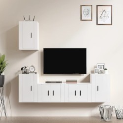 vidaXL Set de muebles de TV 5 pzas madera contrachapada blanco brillo