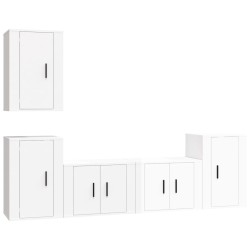 vidaXL Set de muebles de TV 5 pzas madera contrachapada blanco brillo