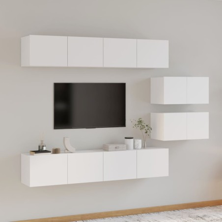 vidaXL Set de muebles de TV 6 pzas madera contrachapada blanco brillo