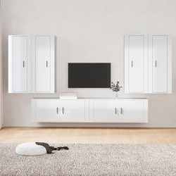 vidaXL Set de muebles de TV 6 pzas madera contrachapada blanco brillo