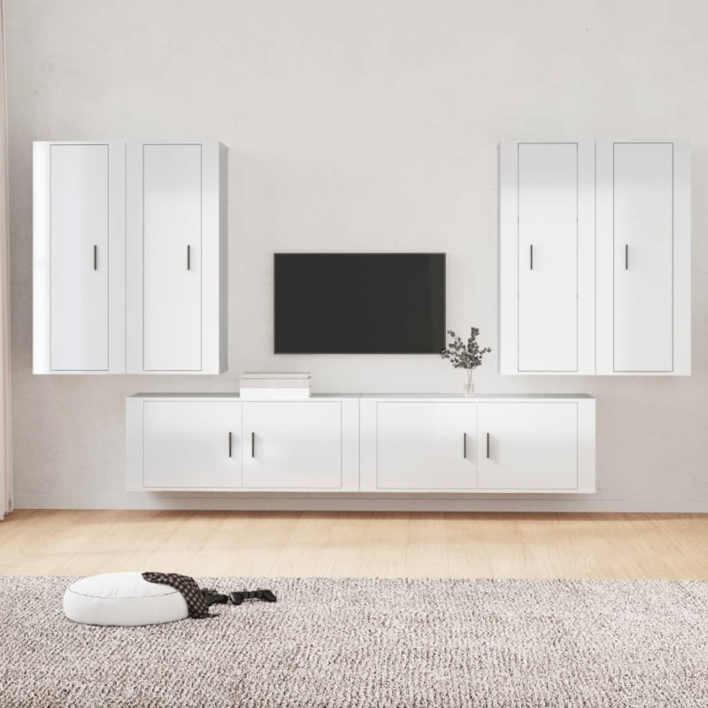 vidaXL Set de muebles de TV 6 pzas madera contrachapada blanco brillo vidaXL Set de muebles de TV 6 pzas madera contrachapada blanco brillo