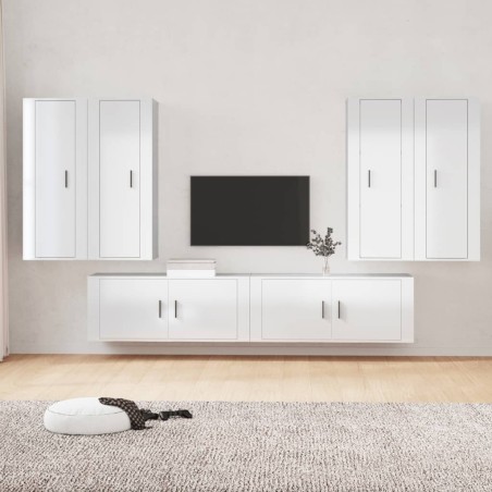 vidaXL Set de muebles de TV 6 pzas madera contrachapada blanco brillo