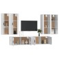 vidaXL Set de muebles de TV 6 pzas madera contrachapada blanco brillo vidaXL Set de muebles de TV 6 pzas madera contrachapada blanco brillo