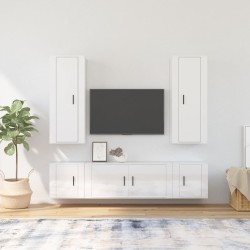 vidaXL Set de muebles de TV 5 pzas madera contrachapada blanco brillo
