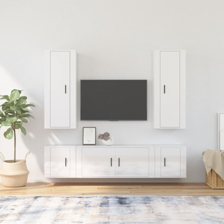 vidaXL Set de muebles de TV 5 pzas madera contrachapada blanco brillo