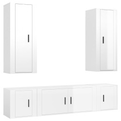 vidaXL Set de muebles de TV 5 pzas madera contrachapada blanco brillo