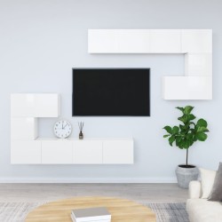 vidaXL Mueble de pared para TV madera contrachapada blanco brillante