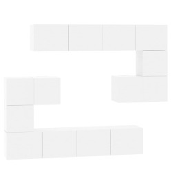 vidaXL Mueble de pared para TV madera contrachapada blanco brillante