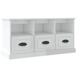 vidaXL Mueble de TV madera contrachapada blanco brillo 100x35x50 cm