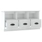 vidaXL Mueble de TV madera contrachapada blanco brillo 100x35x50 cm vidaXL Mueble de TV madera contrachapada blanco brillo 100x35x50 cm