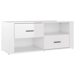 vidaXL Mueble de TV madera contrachapada blanco brillo 100x35x40 cm