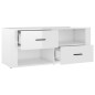 vidaXL Mueble de TV madera contrachapada blanco brillo 100x35x40 cm