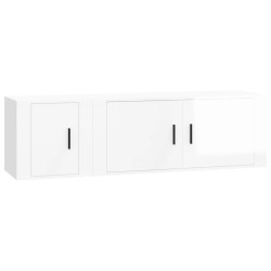 vidaXL Set de muebles de TV 2 pzas madera contrachapada blanco brillo