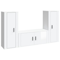 vidaXL Set de muebles de TV 3 pzas madera contrachapada blanco brillo