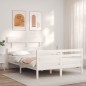 vidaXL Estructura de cama con cabecero madera maciza blanco 140x190 cm vidaXL Estructura de cama con cabecero madera maciza blanco 140x190 cm