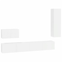 vidaXL Set de muebles de TV 4 pzas madera contrachapada blanco brillo