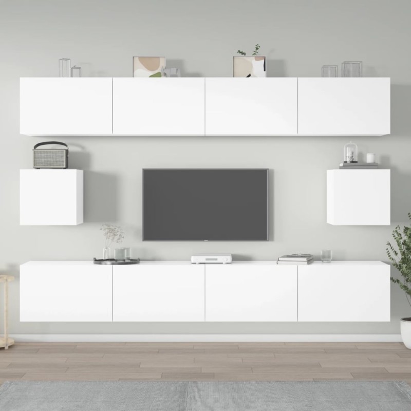vidaXL Set de muebles de TV 6 pzas madera contrachapada blanco brillo vidaXL Set de muebles de TV 6 pzas madera contrachapada blanco brillo