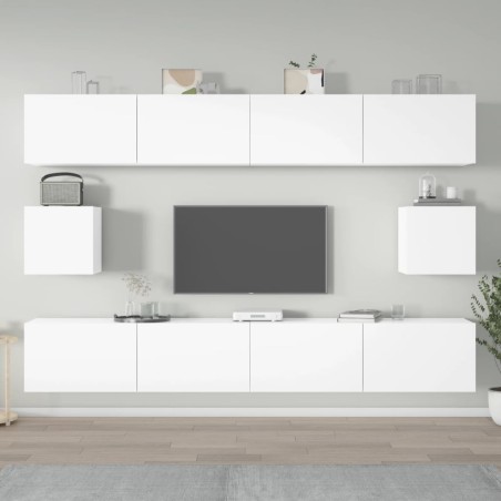 vidaXL Set de muebles de TV 6 pzas madera contrachapada blanco brillo