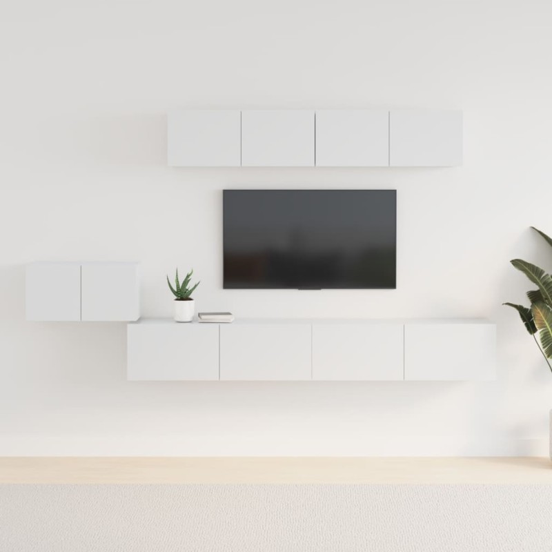 vidaXL Set de muebles de TV 5 pzas madera contrachapada blanco brillo