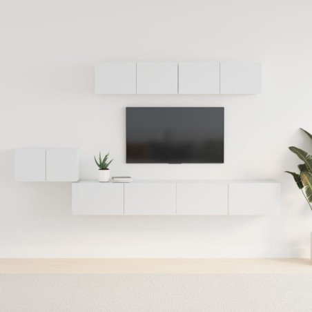 vidaXL Set de muebles de TV 5 pzas madera contrachapada blanco brillo