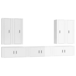 vidaXL Set de muebles de TV 7 pzas madera contrachapada blanco brillo