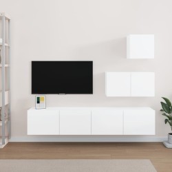 vidaXL Set de muebles de TV 4 pzas madera contrachapada blanco brillo