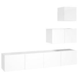 vidaXL Set de muebles de TV 4 pzas madera contrachapada blanco brillo