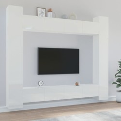 vidaXL Set de muebles de TV 8 pzas madera contrachapada blanco brillo